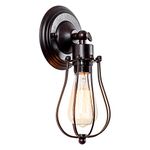 LULING Industrial Wall Sconce Vintage Lighting Adjustable Lamp Rustic Wire Metal Cage Wall Light Shade Edison Style Antique Fixture Porch Mirror (No Bulb) (Bronze Color) (Rust)