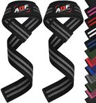 AQF Weight Lifting Straps Neoprene Padded Wrist Support, CrossFit Training Hand Bar Straps Bodybuilding Powerlifting Fitness Exercise Grips (Black & Grey)