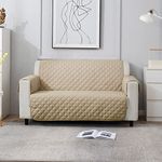 HOKIPO 2 Seater Quilted Polyester Sofa Cover Protector, 120x184 cm, Beige (AR-4664-M2)