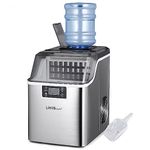 LIVINGbasics Ice Maker Countertop, Dual Way Water Filling, 3.2L Stainless Steel Ice Machine, 44lbs Per Day, 24 Cubes Ready in 14 Mins and Self-Cleaning Function, Ice Thickness Controlling