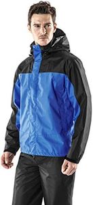 TSLA Men's Rainwear Windbreaker Packable Front-Zip Hood Jacket & Trouser Suit Men MES11-KBK_Medium