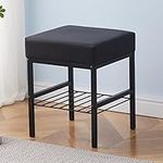 Cpintltr Vanity Stool Foot Stools Ottoman Stool Square Ottoman Bench Modern Dressing Stool Small Stool Side Table Footstool with Metal Leg Vanity Stool for Bathroom Living Room Black