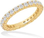 RENAEI 14K Gold Plated Eternity Stackable Ring for Women with Cubic Zirconia | Size 6