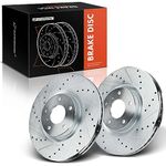 A-Premium 12.58 inch (319.6mm) Front Drilled and Slotted Disc Brake Rotors Compatible with Select Nissan and Infiniti Models - Altima 2006, Murano, 350Z, 370Z, G37, QX5, QX70, Q40, Q70, 2-PC Set