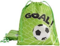 BLUE PANDA 12 Pack Soccer Drawstring Gift Bags with Goal Print for Sports Party Favors, Goodies, Treats (10 x 12 In)