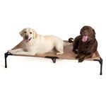 K&H Pet Products Elevated Outdoor Dog Cot Bed, Raised Cooling Bed with Washable Breathable Mesh for Large Dogs, Portable Raised Platform Pet Bed, Heavy Duty Metal Frame Hammock Bed, Jumbo, Tan