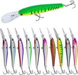 Fishing Lures Hard Baits Minnow Lures Bass Crankbait - 10pcs Deep Diving Swimbait with Strong Treble Hook 3D Lifelike Eyes for Bass Trout Walleye Catfish Bluegill Perch