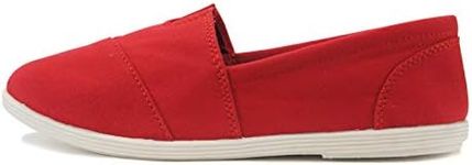 Soda Shoes Women's Obji Round Toe Casual Flat with Padded Insole, Red, 8.5