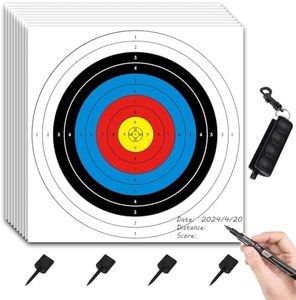 20PCS Archery Target, Hunting Targets & Accessories, 16X16in - 10 Ring Bow and Arrow Targets(with 1 Pen&4 pins)