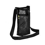 FUZVOL Water Bottle Carrier Bag with Adjustable Shoulder Hand Strap Portable Durable Water Bottle Sling Mesh Holder for Adults Kids Hiking Camping Travelling Outdoor Gym Exercise (Black)