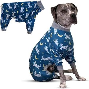 Tooth & Honey Pit Bull Pajamas - Cow Moon Star Print Dog Jumpsuit Onesie with Full Coverage - Dog Recovery Suit, Lightweight Pullover PJs for Large Dogs