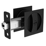 Surnovae Bed/Bath Pocket Door Lock, Matte Black Contemporary Privacy Square Pocket Door Hardware(2-3/8" Backset), Sliding Pocket Door Latch