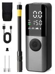 Electric Bike Pump, 150Psi Portable Bicycle Tire Pump with Digital Pressure Gauge for Road Bike, Mountain Bike, E-Bike, Motorcycle with Presta, Schrader, Dunlop Valve Accessories