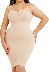 Nebility Shapewear Slip For Women Under Dresses Strapless Body Shaper Tummy Control Slips Seamless Underskirts(3XL/4XL,Beige)