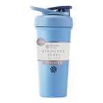 BlenderBottle Strada Sleek Shaker Cup Insulated Stainless Steel Water Bottle with Wire Whisk, 25-Ounce, Dusty Blue
