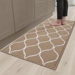 COSY HOMEER Kitchen Mats Rug, 60 x 120cm, Non-Slip Kitchen Floor Mat Machine Washable Kitchen Runner Rug for Kitchen, Entryway, Laundry Room, Beige