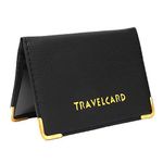 TICHI Black Soft Leather Travel Card Bus Pass Credit Card ID Card Wallet Cover Case Holder