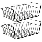 Taylor & Brown Under Shelf Storage Basket, 2-Pack Under Shelf Hanging Metal Wire Storage Basket Organizer for Kitchen, Office, Pantry, Bathroom, Cabinet (Black)