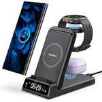 SwanScout 3 in 1 Wireless Charging Station for Samsung, Foldable Charger Dock for Galaxy Watch Ultra/7/6/5/4/FE, Galaxy S24 Ultra/S23/S22/Note 20/Z Flip/Z Fold, Earbuds, Travel Charger SwanScout 703S