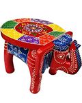 primium quality Wooden Decorative Rajastani Hand Painted Elephant Stool | Rajasthani Home Decor Handicrafts | Home Decorative Items in Living Room, Bedroom | Showpiece Gifts(8 inch)