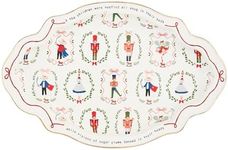 Mud Pie Nutcracker Christmas PLATTERS & Trays, 10 1/2" x 16 1/4", WHITE