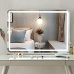 LIANWANG Modern Vanity Makeup Mirror with Touch Screen, USB Port and 10X Magnifying Mirror, Large 32inch Dressing Mirror with 3 Color Modes and Dimmer Switch for Girls, Women.