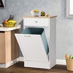 LOUVIXA Tilt Out Trash Bin Cabinet Dog Proof Trash Can Holder Kitchen Island with Garbage Bin or Tilt Out Laundry Hamper, White