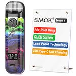 Official SMOK Novo 4 E Cigarettes Vape Starter Kit, Portable Refillable Pod System, OLED Display, 2ml Airflow Control Smooth Vapor, Mini ecigarette Vaping, Ecig No Nicotine (Fluid 7-Color)