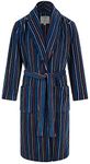 John Christian Men's Warm Fleece Dressing Gown, Navy with Multicoloured Stripes (XL)