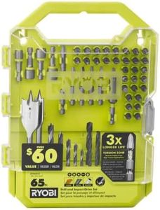 RYOBI Screwdriver Drill and Impact Drive Bit set (65-Piece) Drive Bits A986501