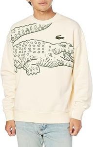 Lacoste Men's Oversized Printed Crewneck Sweatshirt, White (Off-White), 4