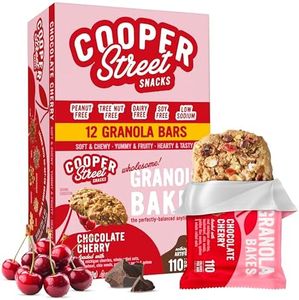 Cooper Street Granola Bakes - Chewy Breakfast Granola Bars with Chia, Flax, Buckwheat and Oats in Delicious Chocolate Cherry Flavor | Individually Wrapped Breakfast Snack Cookies | 12 oz | 1 Pack