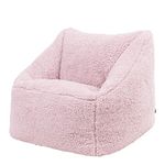 icon Kids Teddy Bear Bean Bag Chair, Pink, Large Bean Bag Chairs for Kids, Borg Sherpa Berber Fleece Kids Bean Bags, Faux Sheepskin Fluffy Bean Bags, Nursery Decor Bedroom Accessories Fluffy Chair