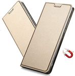 SkyTree Leather Magnetic Flip Cover for Xiaomi Redmi Note 7S - Gold