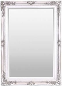 Select Mirrors Rennes Vintage Wall Mirror - Shabby Chic Baroque, Antique, French Design - Solid Wood Frame (50cm x 70cm, Antique Silver)