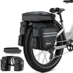 GAVTON 3-in-1 Waterproof Bike Pannier Bag Set 40L Detachable Bicycle Saddle Bag Backpack with Adjustable Shoulder Strap Heavy-Duty Polyester for Commuting Touring Cycling Accessories