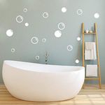 90 Large Soap Bubbles Wall Decals, Bathroom Decals, Wall Art, Vinyl Stivkers for Bathroom, Bedroom, Nursery Decor(A35) … (White)