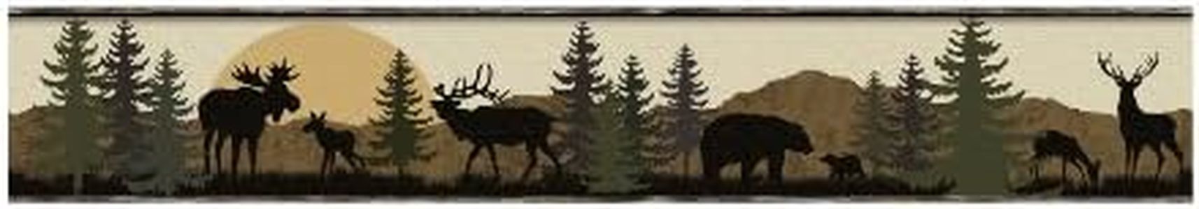 RoomMates York Wallcoverings Lale Forest Lodge Scenic Silhouette Border, Browns