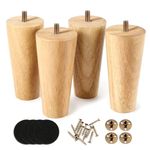 Eidoct Solid Wood Furniture Legs Cabinet Legs Wooden Table Legs Chair Legs Furniture Legs Dresser Legs Sofa Replacement Legs,with Rubber Protection Pad & Screws Pre-Drilled M8 Bolts(4" / 10cm)