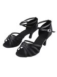 IKAANYA Women Latin Dance Shoes Sandals for Salsa, Tango, Ballroom Performance or Practice (Black, UK 4)