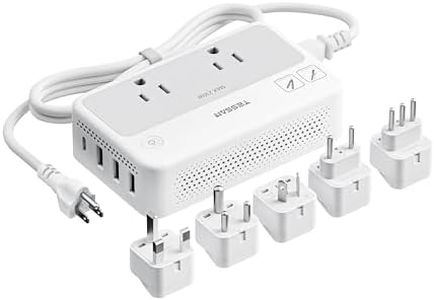 TESSAN 220V to 110V Voltage Converter, Universal Travel Power Adapter Combo with International Plug (Type C/G/D/I/L), 2AC 4 USB Ports(1 USBC)，230W Max Step Down Transformer for US to Europe