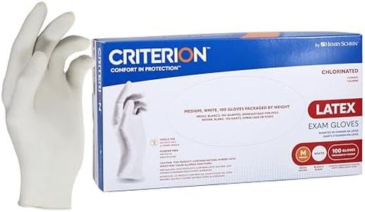 Henry Schein Criterion Latex Exam Gloves - Medium Size, 100 per Box - Non-Sterile, Fully Textured, Beaded Cuff, Durable Disposable Protection for Healthcare Professionals
