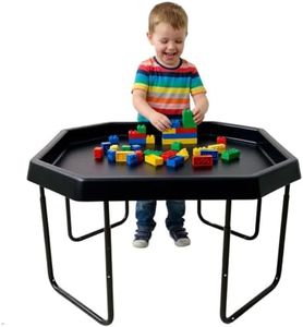 Learning Through PLAYtrays Classic TUFF Tray Table Large Set, Black 35.4" Textured Sensory Play Tray with Stand, Indoor Sensory Table, Classroom Activity Table for Kids, Sand and Water
