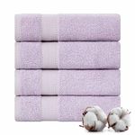 TEXTILOM 100% Turkish Cotton 4 Pcs Hand Towel Set, Luxury Hand Towels for Bathroom, Soft & Absorbent Bathroom Hand Towels Set (16 x 28 inches)- Lilac