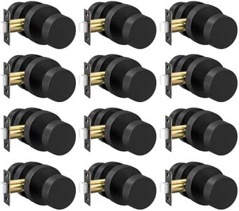 Haidms Black Door Knobs Passage, Heavy Duty Zinc-Alloy Closet Door Knobs, Matte Black Interior Door Knob for Hallway & Closet, Round Ball Design(12 Pack)