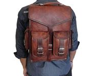 15" Mens Vintage Leather Laptop Backpack Shoulder Messenger Bag Rucksack Sling for 2 in 1 purpose