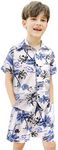 COOFANDY Toddler Boys Hawaiian Vacation Beach Sets Kids Short Sleeve Button Printed Shirts