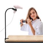 Linkidea Hands Free Blow Dryer Holder, Stainless Steel Grooming Dryer Hose Stand, Adjustable Hair Dryer Clamp Mount for Dog Pet Grooming Table Countertop (Black)