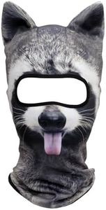 WTACTFUL 3D Animal Ears Balaclava Breathable Cover Hood Face Mask Sun Protection for Skiing Snowmobile Riding Hunting Music Festivals Raves Halloween Party Activities Funny Racoon MEB-17