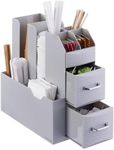 Navaris Coffee Station Organizer in Grey - Tea and Coffee Organizers with Storage Compartments - Beverage Accessories Ideal for Coffee Bar, Cart, Countertop, Kitchen, and Office